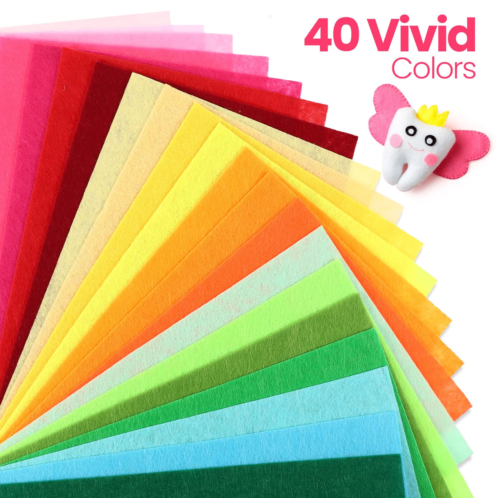 Reginary 120 Pcs 12 x 8 Inch Felt Sheets for Craft 40 Assorted Color Felt Squares Stiff Paper for Back to School Fall Thanksgiving Halloween Xmas DIY Craft Sewing Patchwork (Classic)