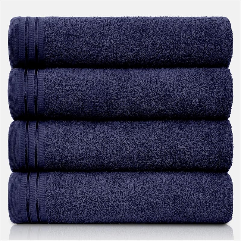 GC GAVENO CAVAILIA Large Towels Bath Sheet 4 Pack 75x135cm 450 GSM Navy