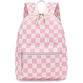 Dezcrab Corduroy Mini Backpack Purse Fashion Small Backpack Casual Daypack for Women Girls School Travel (Checkered Pink)