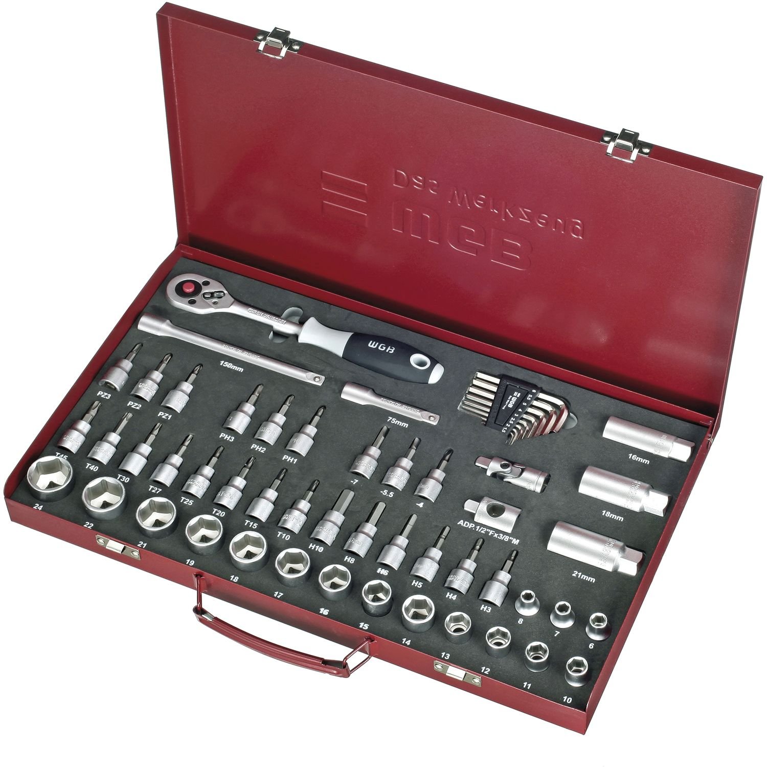 'Westfä "Die Schmiede WGB Ratcheting Socket Wrench Set Blue 3/8VIERKANT 55 Pieces – 1 x 152490003