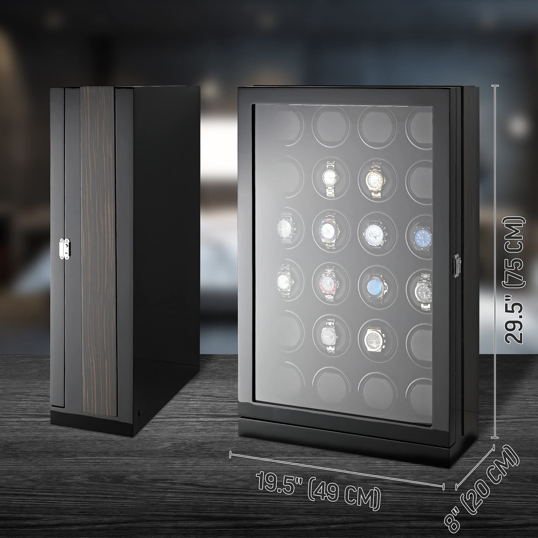 24 Watch Winder with Hi-Gloss Finish and LED Backlight