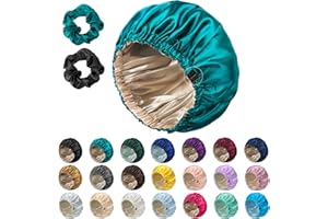 Kuraoyan Double Layer Silk Bonnet for Sleeping for Women and Men Large Adjustable Satin Hair Cap for Curly and Natural Hair