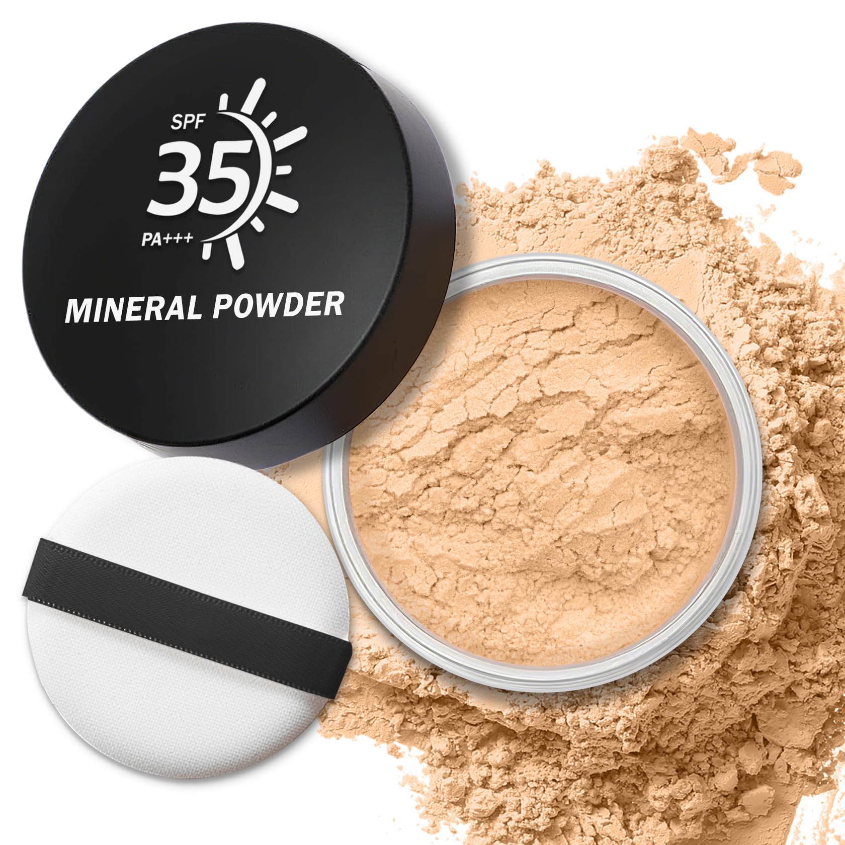 Photo 1 of IONSGAKO Mineral Loose Powder, Translucent Setting Powder Lightweight Breathable Matte Finishing Blurring Face Long-lasting Base Makeup(05 Medium)