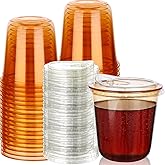 50 Sets Disposable Stemless Glasses With Strawless Sip Lids,PET Drinking Cups,Clear Plastic Coffee Cups for Iced Coffee, Smoothie, Cold Beverage, Drink Shop and Christmas Party Supply (Orange, 12 oz)
