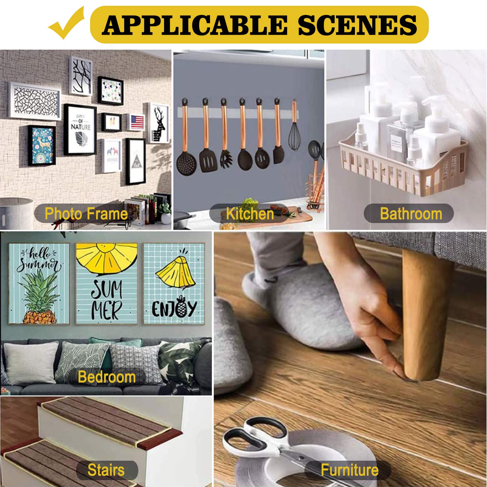 Kelasy Doppelseitiges Klebeband Extra Stark, Extra Starkes Klebriges Doppelseitiges Montageband,Klares Selbstklebendes Poster Wandband Zur Dekoration-5 Meter 5