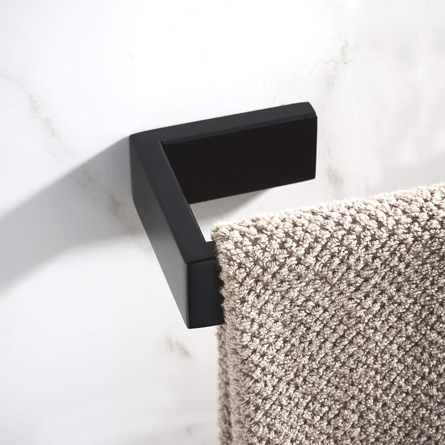 JunSun Matte Black Towel Ring Stainless Steel Towel Holder Contemporary Bathroom Hardware Towel Bar for Bathroom Lavatory Wall Mounted: Home & Kitchen