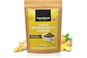 Powerfoods by Nature Organic Ginger Root Powder – 1 lb | Premium Aromatic Spice and Seasoning for Cooking,Baking &Tea | 100% Pure & Natural, USDA Certified Organic | Sourced from India