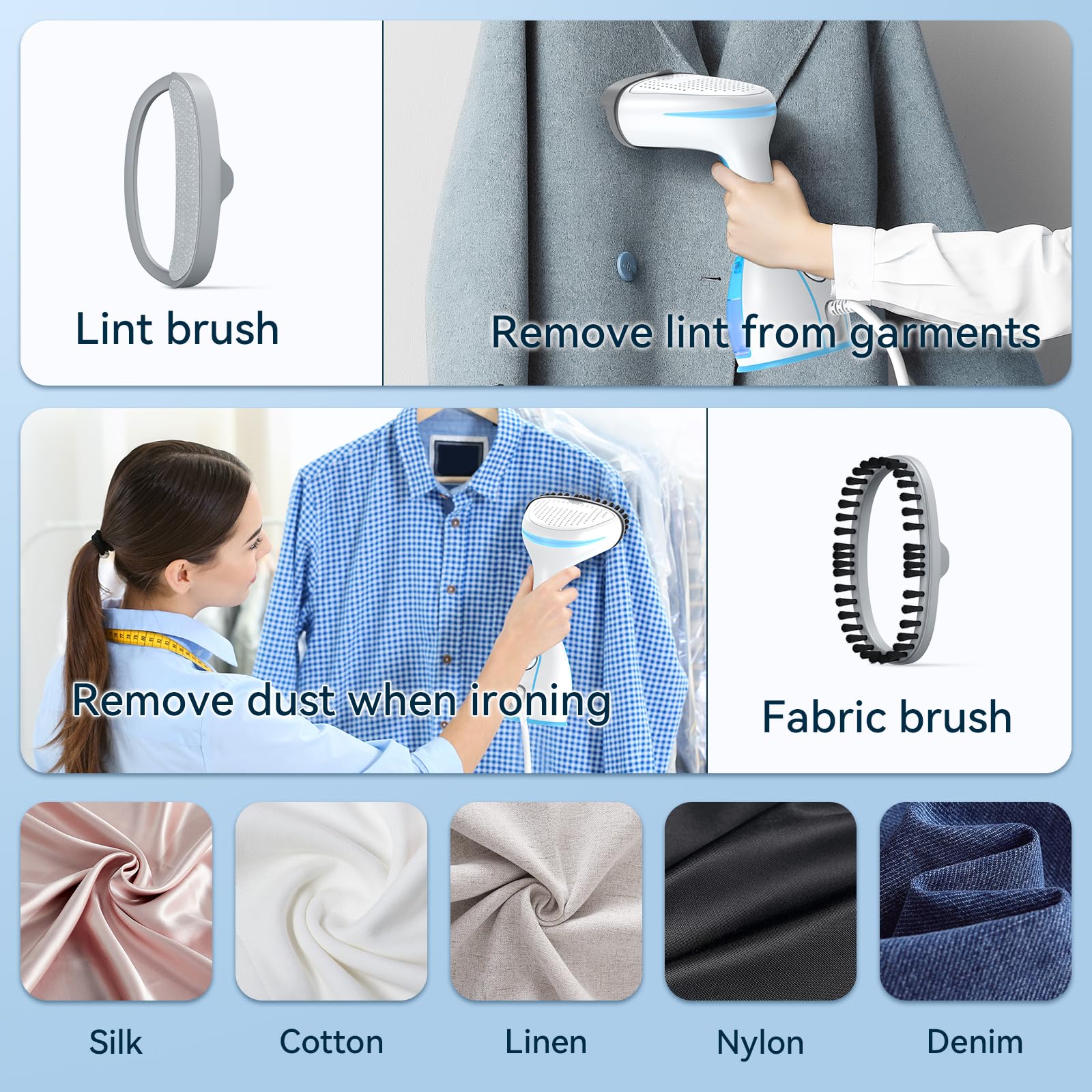 Steamer for Clothes Steamer, 15s Fast Heat-up Garment Steamer with Ironing Glove, 280ml Large Water Tank, Strong Penetrating Steam Handheld Steamer, Garment Fabric Wrinkles Remover Wet & Dry Ironing