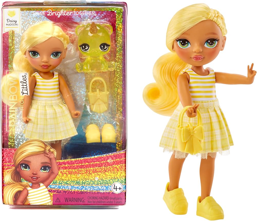 Rainbow High Littles Daisy Madison 14 cm Posable Doll Yellow P purse Pet