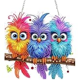 SENQAO Bird Diamond Art Hanging Kits for Adults Kids, Double Sided DIY Acrylic Diamond Art Painting Window Pendants Home Garden Wall Hanging Kits Hanging Ornament
