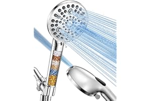 MakeFit Handheld Shower Head with Filter - High Pressure Shower Head with 10 Spray Modes, Hard Water Softener Showerhead with Hose, Bracket and Shower Filters to Remove Chlorine and Heavy Metals