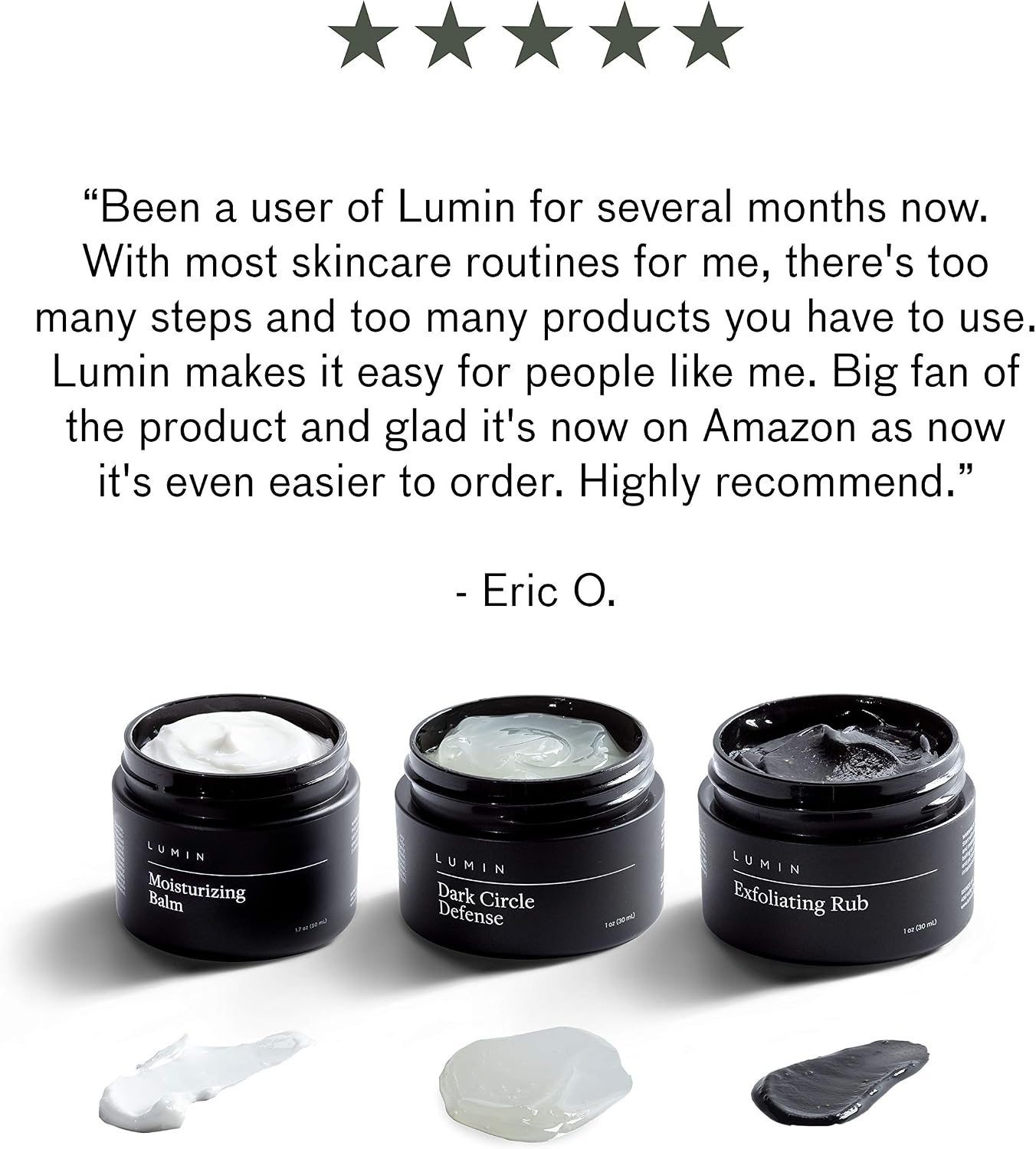 Lumin Boss Trio, Men's Skincare Kit with Moisturiser, Charcoal Scrub & Dark Circle Balm, 3-Step Routine, 3 Products - Image 4