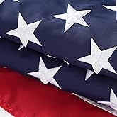 ROTERDON American Flags for Outside 5x8 FT, Deluxe Embroidered Heavy Duty Spun Polyester USA Flags for Outdoor High Wind, All Weather American Flag with 3 Brass Grommets and Sewn Stripes