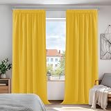 Deconovo Yellow Thermal Blackout Curtains 46 x 90 Inch 1 Pair Mustard