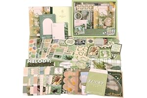 PAGEMORE Scrapbooking Supplies Kit, Vintage Aesthetic Scrapbook Kit for Bullet Junk Journal, Stationery, A6 Grid Notebook, DIY Journaling Supplies, Birthday Craft Gift for Women Teen Girl Kid