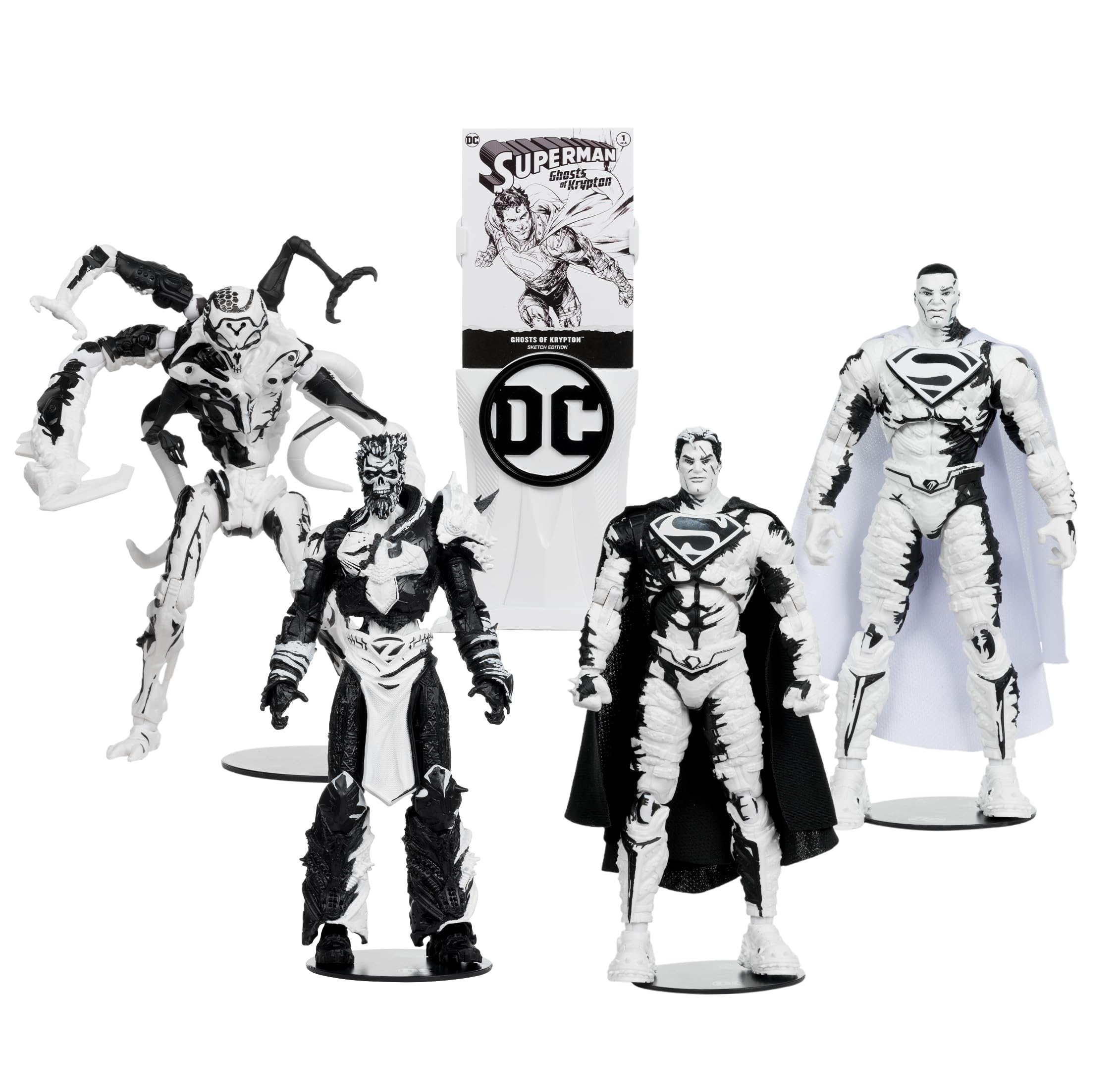 McFarlane Toys DC Direct Page Punchers Ghosts of Krypton 7" Action Figure 4-Pack with 4 Superman Comics Sketch Edition Gold Label – Includes Superman, General Zod, Val-Zod, and Brainiac