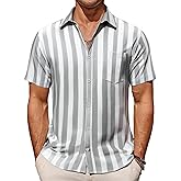 COOFANDY Men's Casual Summer Beach Wrinkle Free Shirts Short Sleeve Button Down Lightweight Untucked Textured Shirt