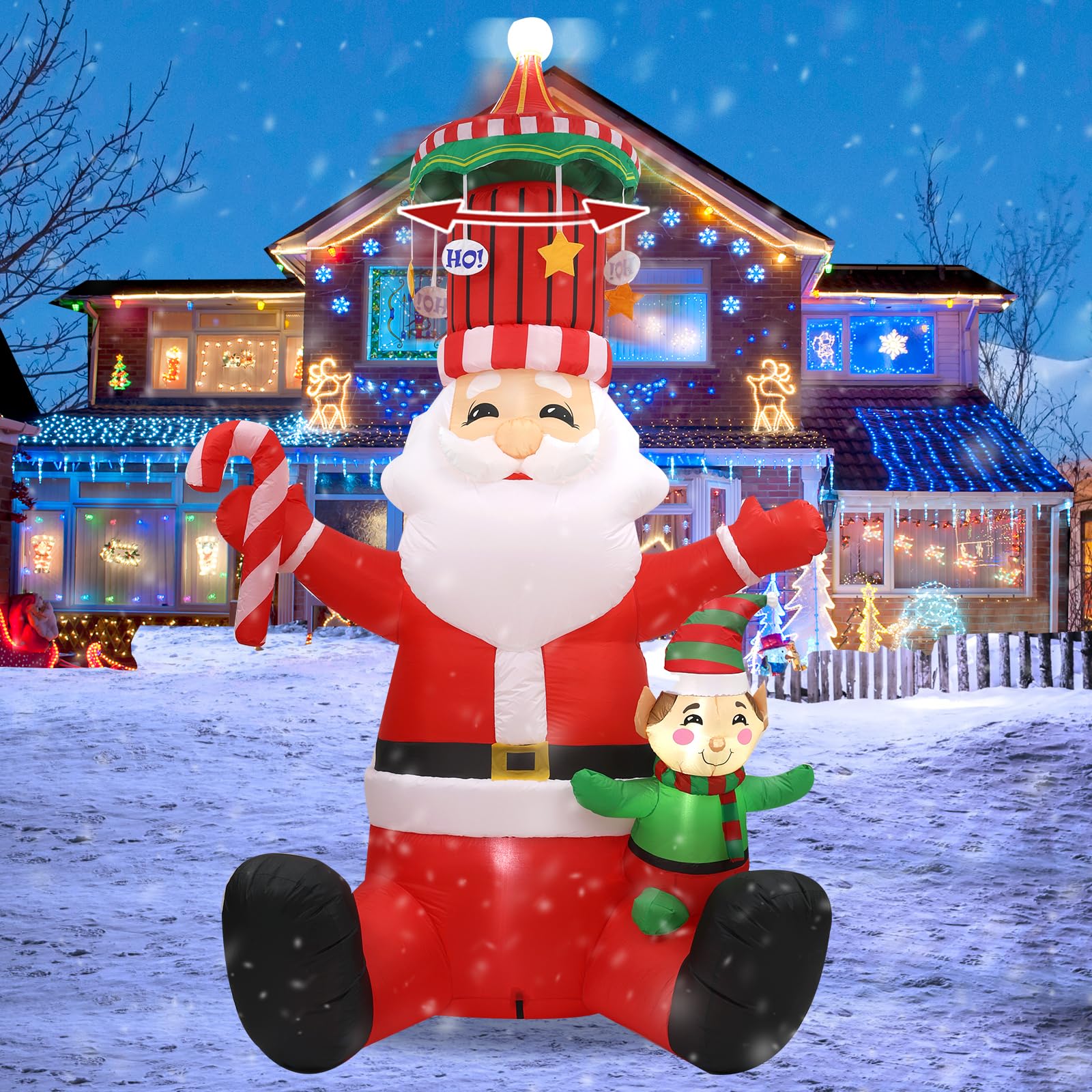 Photo 1 of HZGDEJTG 10ft Inflatable Christmas Outdoor Decorations, Santa Claus Inflatable Garden Decorations with LED Lights for Indoor and Outdoor Patio and Garden Christmas Decorations