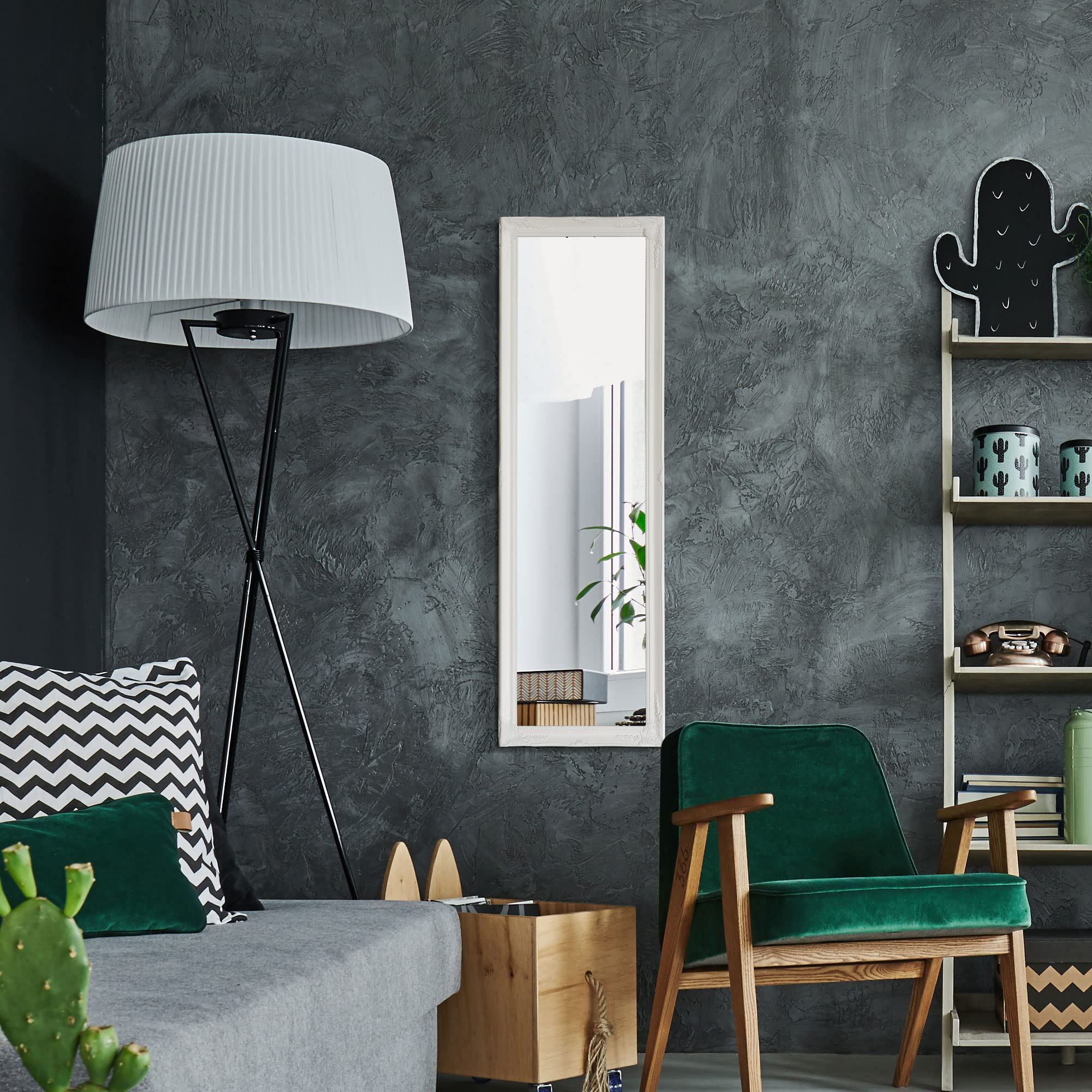 FRAMES BY POST White Shabby Chic Antique Style Dressing MIRROR-49" x 16" Overall Size (125cm x 41cm), 124x41