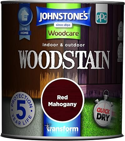 Johnstone's Weathershield Interior Exterior Woodstain Red Mahogany 250ml