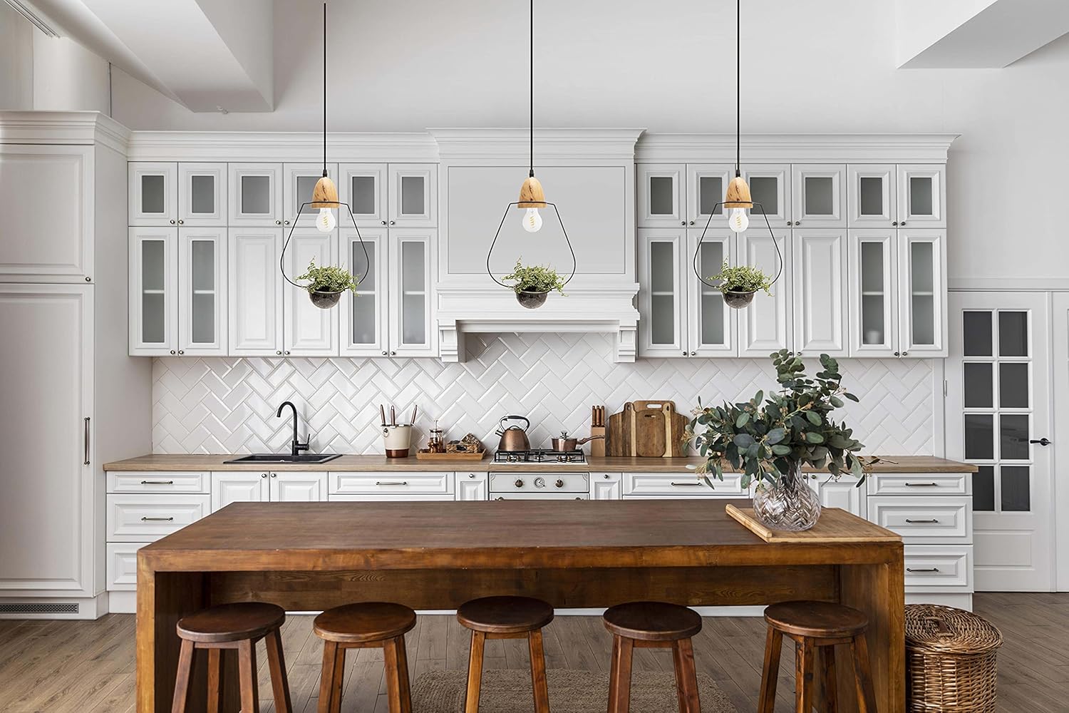 Pendant Light for Kitchen Island Dining Room Lighting Fixtures Hanging with Plant Pot and Adjustable Wire up to 35" Ideal for Dining or Kitchen Table and Nordic Style Decorated Bars by Scandinaf. - - 