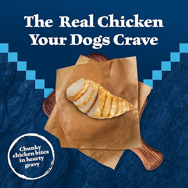 BLUE BUFFALO WILDERNESS TRAIL TOPPERS WILD CUTS NATURAL HIGH-PROTEIN DOG WET FOOD, CHICKEN BITES IN HEARTY GRAVY, 3-OZ POUCH, 24 COUNT