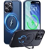 CASEKOO Patented 360 Spin Magnetic Stand for iPhone 16 Pro Case [Military Drop Protection] [Non-Slip Edge] [Compatible with MagSafe] Matte Shockproof Slim for 16 Pro Case 6.3'', Blue