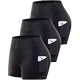 Noblarm 3 Pack Biker Shorts with Pockets Women,5” Soft High Waist Tummy Control Yoga Workout Athletic Running