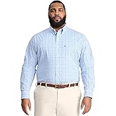 Izod Mens Big and Tall Performance Comfort Long Sleeve Plaid Button Down