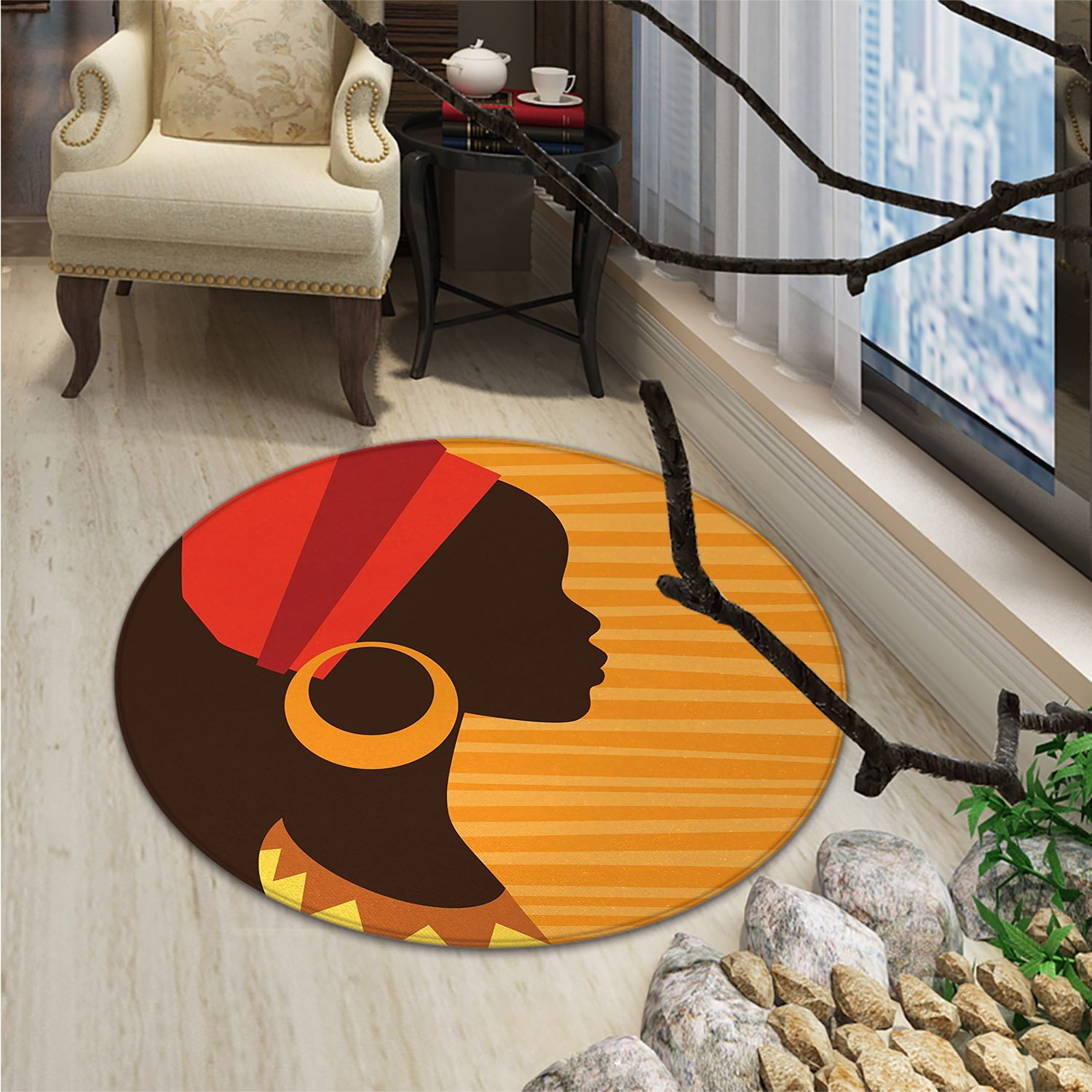Amazon Com African Print Rug Girl Profile Silhouette With