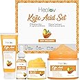 Kojic Acid Skincare Set – Kojic Soap Cleanser, Exfoliating Body Scrub, Face Cream & Brightening Facial Serum – Skin Brightening Hyperpigmentation Treatment, Dark Spot Corrector – with Turmeric Papaya