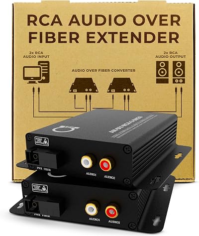 ADNET RCA Audio Fiber Converter Extender Kit 2 Ch L/R Stereo Single Mode SM 2km