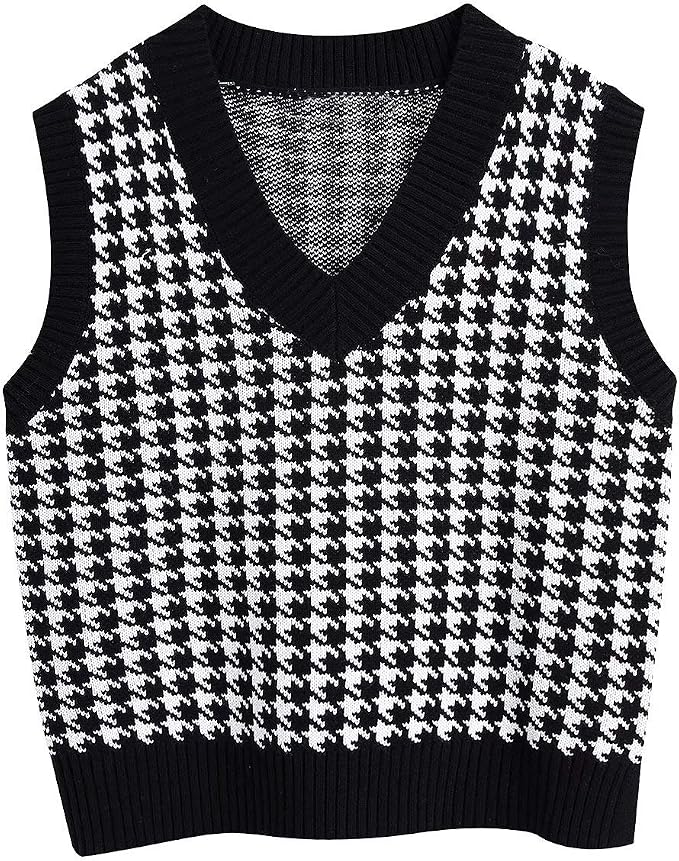 houndstooth crochet vest