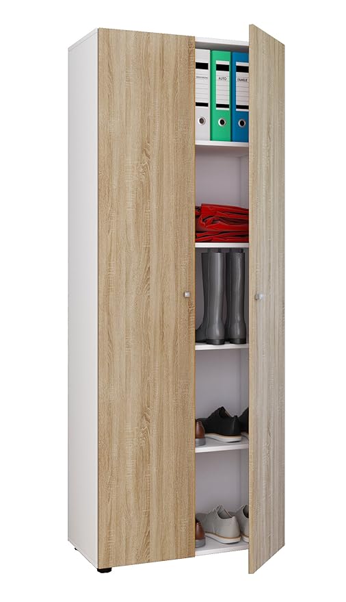 VCM Mehrzweckschrank Dielenschrank Büroschrank Aktenschrank Schuhschrank weiß / sonoma-eiche 178 x 70 x 40 cm 'Vandol'