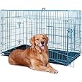 BestPet Dog Crate for Large Dogs,48 Inch Dog Kennel Outdoor with Double-Door,Folding Metal Pet Dog Cages with Divider Panel, Tray and Handle,Blue