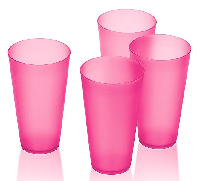 4 Pack of Bright Plastic Cups 16 Oz Reusable Tumbler Cups Picnic