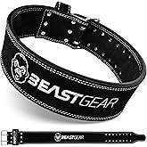 Beast Gear Weight Lifting Belt - Leather Power Lifting Belt for Men，10mm Thick Weightlifting Belt for Deadlifts, Back Support Squats Belts for Powerlifting, Crossfit Gym Belt for Men Women