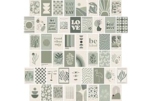 WALL67 Sage Green Room Decor, Matisse Wall Collage Kit Posters for Aesthetic Room, Prints, Dorm Decor for Teen Girl (50pcs 4x6 inch)