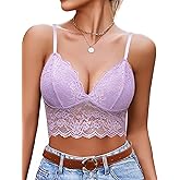 Avidlove Lace Bralettes for Women V Neck Spaghetti Strap Bra Unpadded Tops Sexy Cami Crop Top Going Out Lingerie