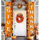 Thanksgiving Banner „Harvest Give Thanks“ – Herbst-Deko Mit Blättern, Fertig Montiert, Für Tisch & Wand