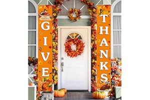 JENFALL Thanksgiving Decorations GIVE THANKS Banner Porch Door Sign Autumn Fall Welcome Banner For Indoor Outdoor Wall Thanksgiving Decorations For Home