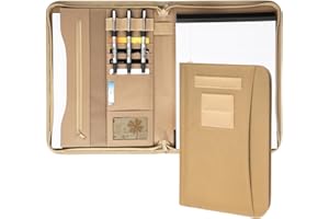 VEPKOIT Military Zippered Padfolio and Tactical Notebook Cover with Legal Pad for A4 Folder, Large OCP Binder Planner for Men and Women - Army Leaders Book Organizer(Coyote)