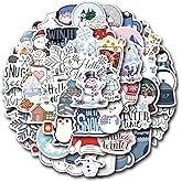 60PCS Winter Stickers for Kids,Snowflake Sticker for Water Bottles,Hello Winter Vinyl Waterproof Sticker for Laptop Skateboard Phone Penguin,Snowman Stickers for Kids Teens Girls
