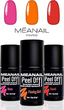 Vernis Semi Permanent Peel Off 3 Vernis à Ongles Peel Off Rose Flashy Girl Corail Se Retire En Une étape Sans Remover Trio Manucure