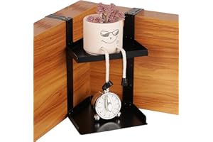 Lilithye 2 Layers Office Cubicle Shelf Height Adjustable Cubicle Floating Corner Shelf Hanging Cubicle Storage Organizer Rack with Adjustable Hangers for Office Decor (Black)