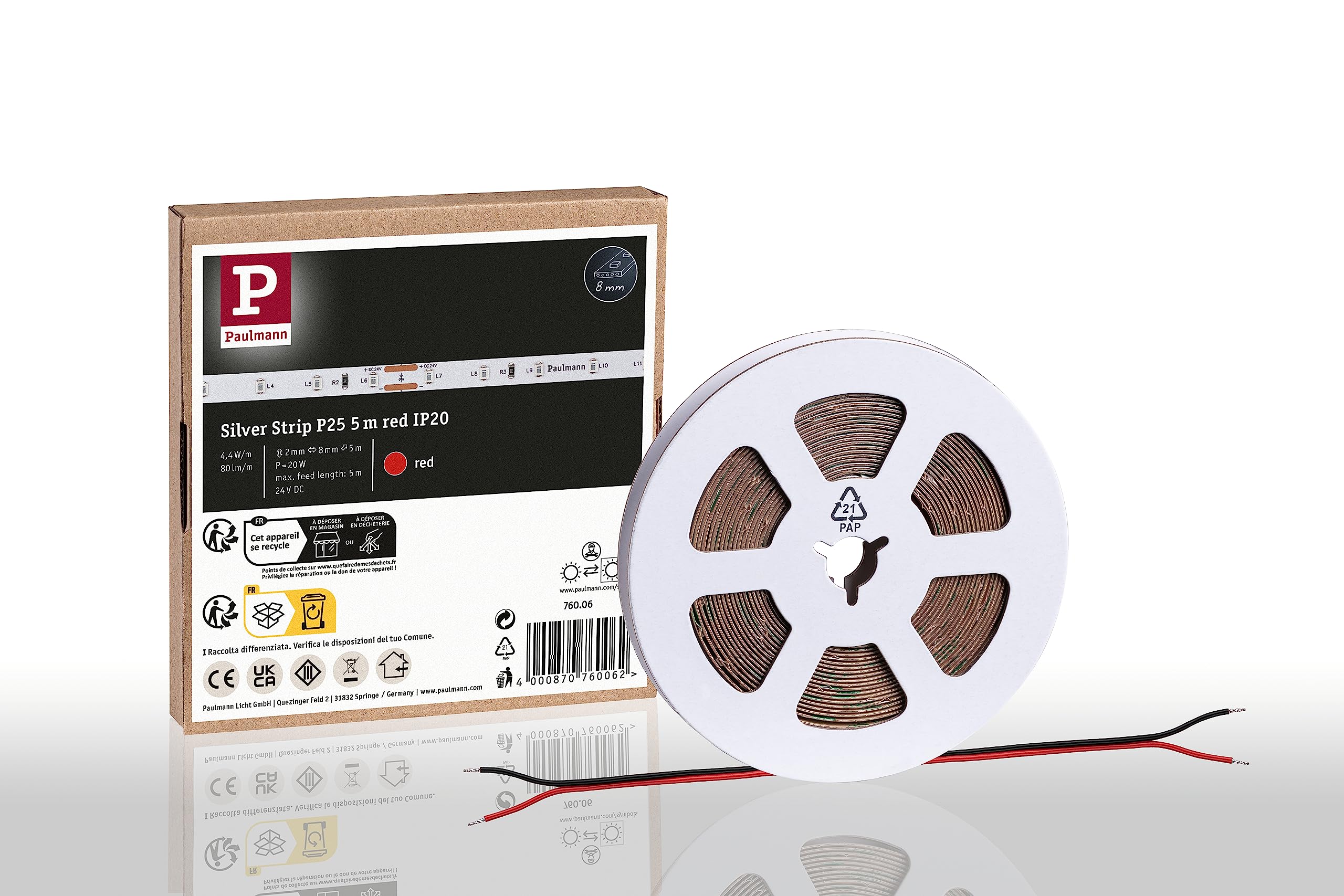 Paulmann 76006 Pro LED Strip Silver P25 5m 20W 80lm/m 60 LEDs/m LED Strip