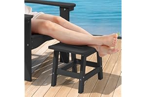LUE BONA Outdoor Adirondack Ottomans, Footrest Footstool Set of 2, Outdoor Foot Rest for Patio, HDPS All Weather Waterproof Footrest Footstool for Adirondack Chair, Black