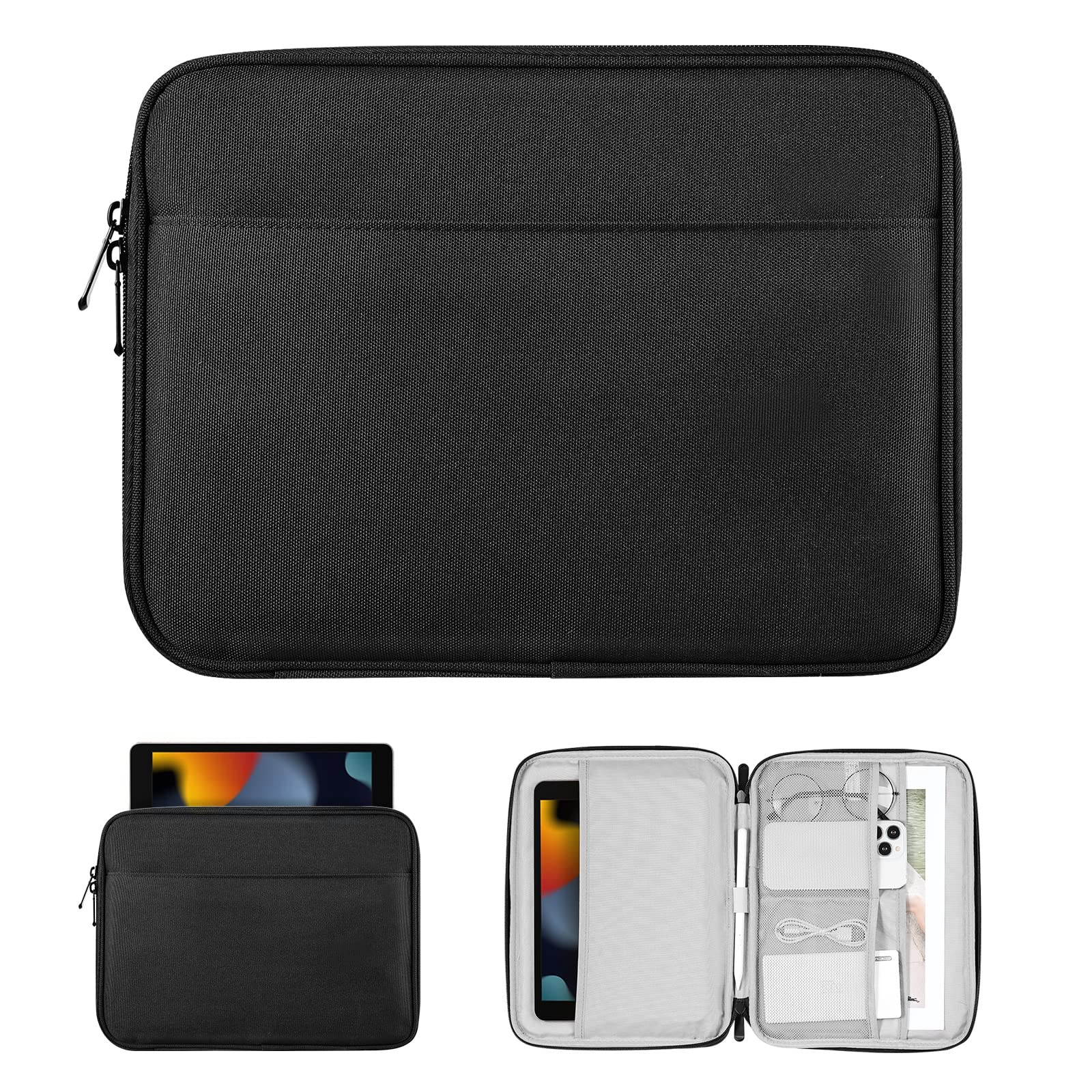 TiMOVO 9-11 Inch Tablet Sleeve Bag for iPad 10th/9th/8th Gen. 10.2", "iPad Air 11/5th/4th Gen. 10.9", Galaxy Tab A9+/A9 Plus 11", Carrying Case with Pocket, Black