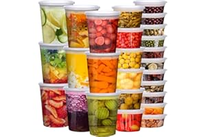 Deli Containers with Lids 48 Sets [8,16, 32 oz 16 Each ] - Food Storage Containers with Lids Freezer Safe, Soup Containers fo