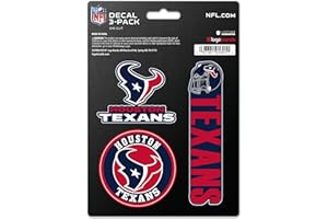 LOGO BRANDS Houston Texans NFL Team Logo Vinyl Sticker–Officially Licensed Houston Texans 3 Pack Heavy Duty Decal for Indoor or Outdoor–Use for Laptops, Coolers, & Notebooks–Show Your Texan Pride